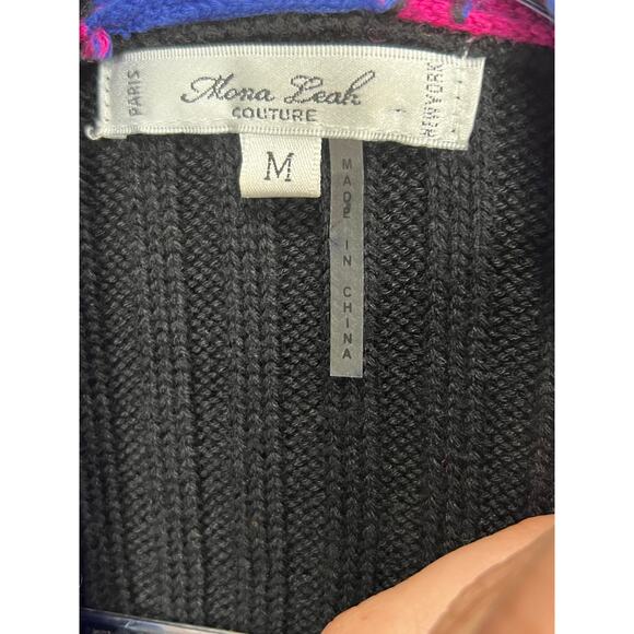 Mona Leah Couture Color Block Sweater Cardigan Winter Medium Paris Minimalist - Picture 3 of 10